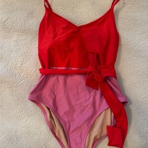 Elegant Red and Pink Women's Swimsuit jcrew